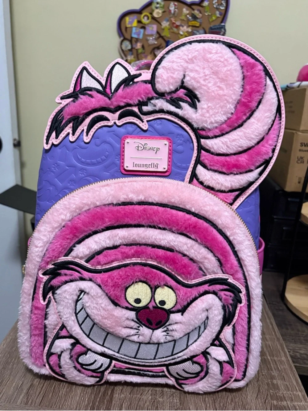 🔥 Loungefly Disney Alice in Wonderland Fuzzy Cheshire Cat Mini Backpack